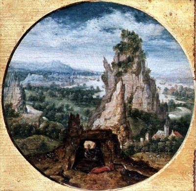 San Girolamo in penitenza in un paesaggio fantastico da Herri met de (c.1510 p.1550) Bles