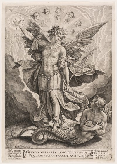 San Michele che trionfa sul drago da Hieronymous Wierix