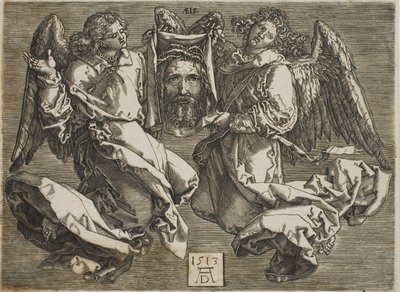 Sudario esposto da due angeli da Hieronymous Wierix