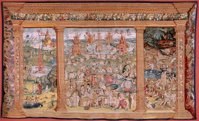 Arazzo fiammingo. Serie Quattro arazzi dopo Hieronymus Bosch. Il Giardino delle Delizie. Quarto arazzo della serie. Modello Ispirato dall