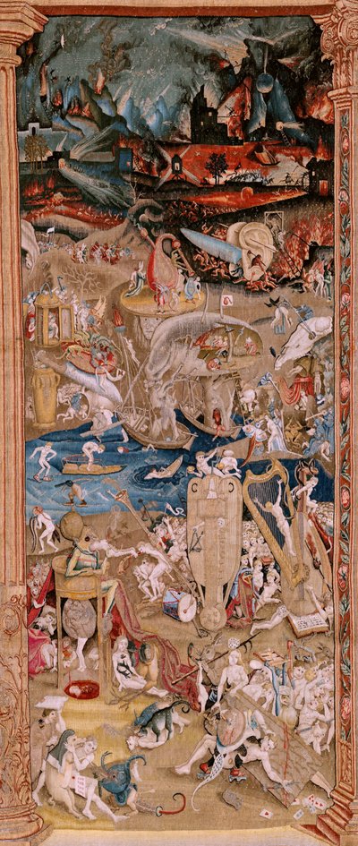 Arazzo fiammingo. Serie Quattro arazzi dopo Hieronymus Bosch. Il Giardino delle Delizie. Quarto arazzo della serie. Modello ispirato dall