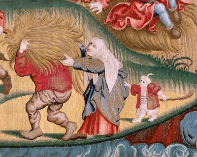 Serie Quattro arazzi dopo Hieronymus Bosch. Tribolazioni della vita umana. Terzo arazzo della serie. Ispirato dall