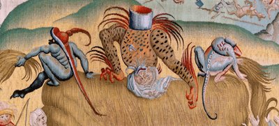 Serie Quattro arazzi ispirati a Hieronymus Bosch. Tribolazioni della vita umana. Terzo arazzo della serie. Modello ispirato all