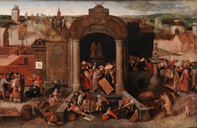Cristo scaccia i mercanti dal tempio, c.1570-5 da Hieronymus (follower of) Bosch