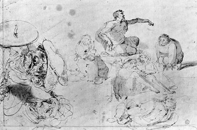 Una pagina di schizzi, attribuita a Jerome Bosch da Hieronymus Bosch