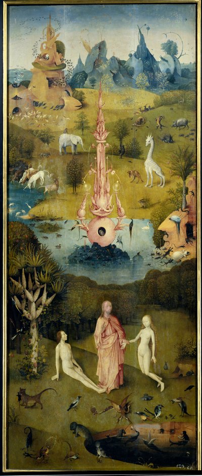 Il Paradiso, La creazione di Adamo ed Eva (Pannello sinistro del Giardino delle delizie) da Hieronymus Bosch