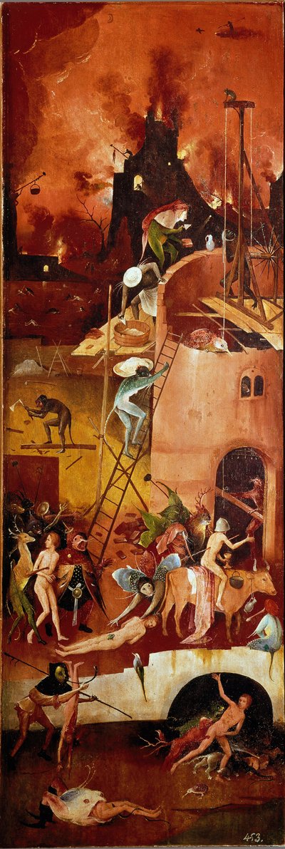 Il trittico del fieno: costruzioni infernali (pannello interno destro) da Hieronymus Bosch