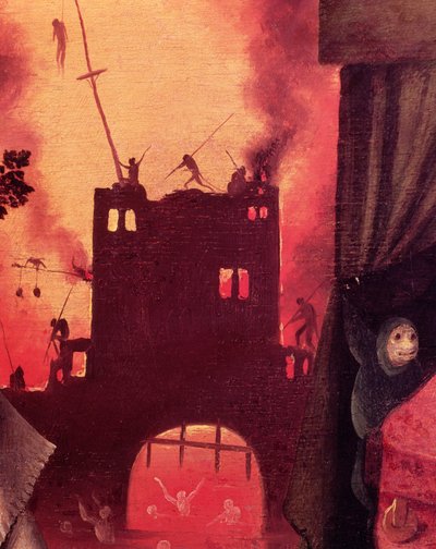Visione di Tondalo, (dettaglio del portale infuocato) da Hieronymus Bosch
