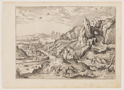 Abramo e Isacco sulla via del sacrificio, da Paesaggi con scene bibliche e mitologiche da Hieronymus Cock