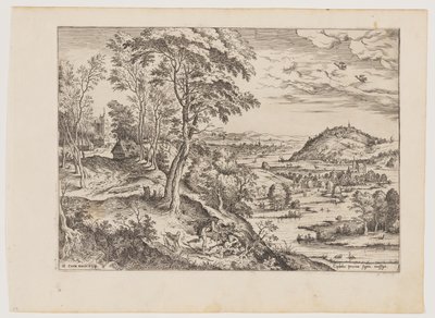 Cefalo e Procri, da Paesaggi con scene bibliche e mitologiche da Hieronymus Cock
