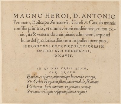 Pagina di dedica da Hieronymus Cock