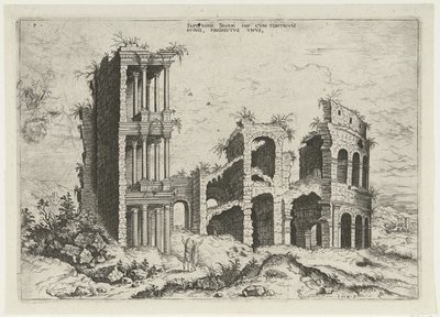 Veduta del Settizonio e del Colosseo a Roma da Hieronymus Cock