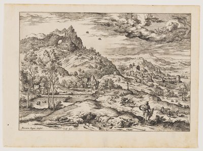 Mercurio con la testa di Argo in mano, da Paesaggi con scene bibliche e mitologiche da Hieronymus Cock