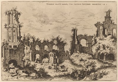 Rovine sul Palatino con il Settizonio da Hieronymus Cock