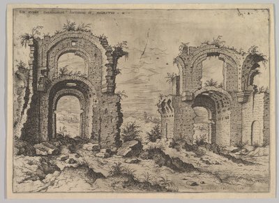 Seconda vista delle Terme di Diocleziano, dal set di Rovine Romane da Hieronymus Cock