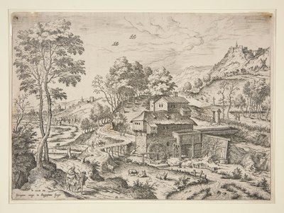 La fuga in Egitto, da Paesaggi con scene bibliche e mitologiche da Hieronymus Cock