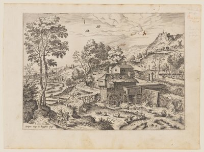 La fuga in Egitto, da Paesaggi con scene bibliche e mitologiche da Hieronymus Cock
