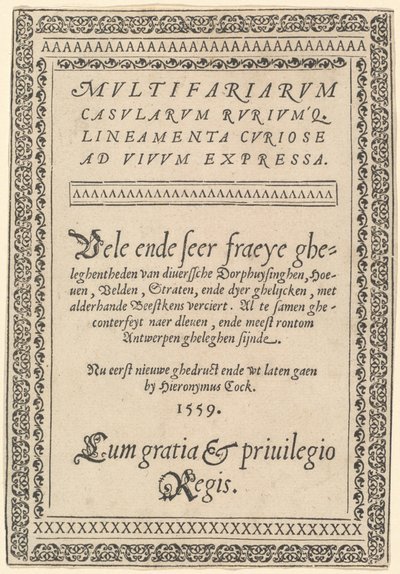 Frontespizio di "Multifariarum Casularum" da Hieronymus Cock