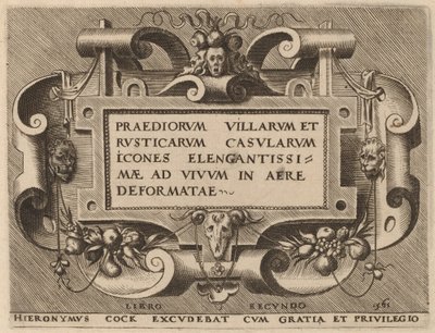 Pagina del titolo per "Praediorum Villarum" da Hieronymus Cock