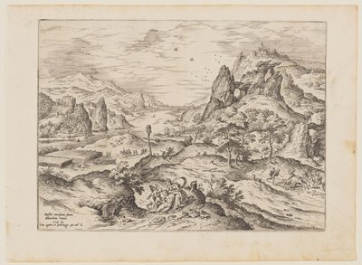 Venere e Adone, da Paesaggi con scene bibliche e mitologiche da Hieronymus Cock