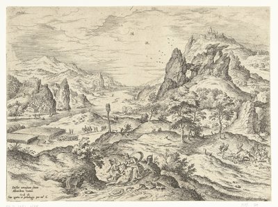 Venere piange la morte di Adone, Paesaggi con scene bibliche e mitologiche (titolo della serie) da Hieronymus Cock