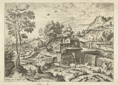 Fuga in Egitto Paesaggi con scene bibliche e mitologiche (titolo della serie) da Hieronymus Cock