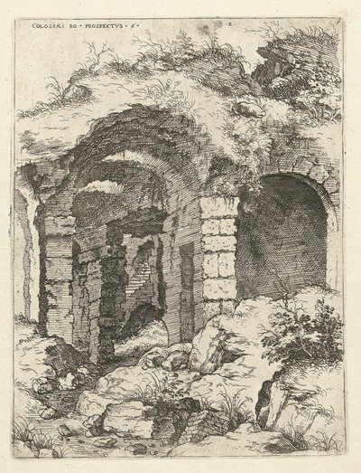 Sesto panorama del Colosseo a Roma da Hieronymus Cock