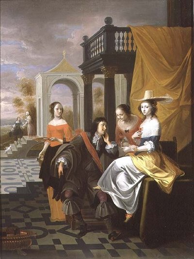 Un gentiluomo che fa la corte, 1661 da Hieronymus Janssens