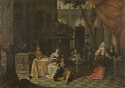 Compagnia elegante su una terrazza, 1669 da Hieronymus Janssens