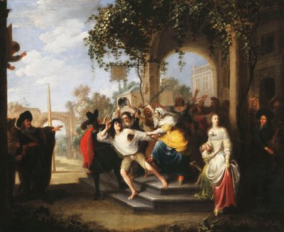 La parabola del figliol prodigo - Il figliol prodigo cacciato via dalle prostitute da Hieronymus Janssens