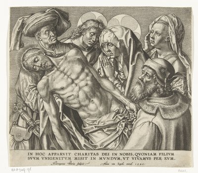 Il corpo di Cristo morto viene portato da Hieronymus Wierix