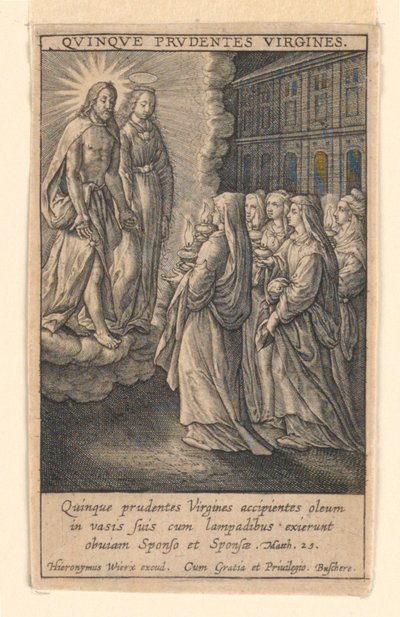 Le Cinque Vergini Sagge, dalla suite "Speculum Virginitatis" da Hieronymus Wierix