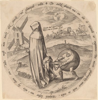 Il misantropo derubato dal mondo da Hieronymus Wierix after Pieter Bruegel the Elder