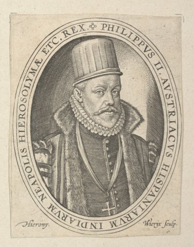 Filippo II di Spagna, fine XVI-inizio XVII secolo da Hieronymus or Jerome Wierix
