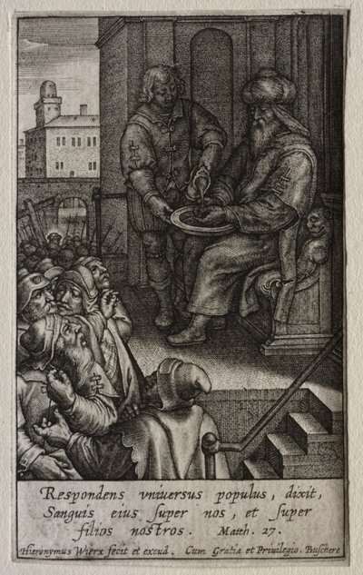La Passione: Pilato si lava le mani da Hieronymus or Jerome Wierix