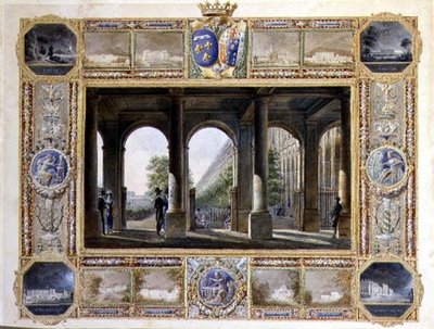 Il Palais Royal, Parigi, circondato da vignette delle residenze d