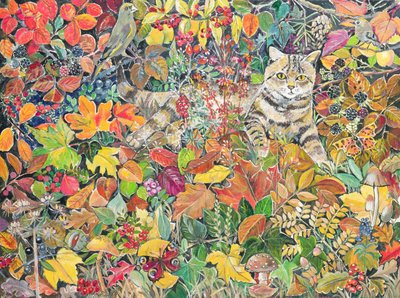 Gatto tigrato in autunno da Hilary Jones