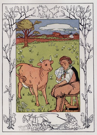 Il vecchio e sua moglie (litografia a colori) da Hilda Broughton