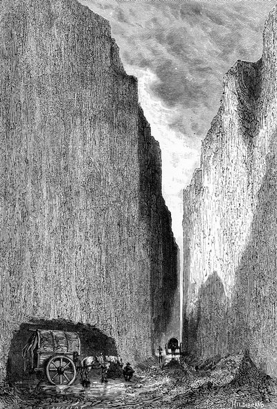 Strada tagliata attraverso la Terra Gialla, Cina, c1890 da Hildibrand