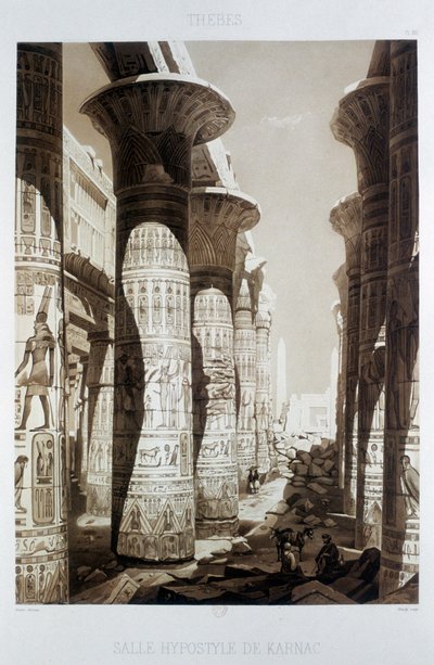 Sala ipostila, Tebe, Karnak, Egitto, 1841 da Himely