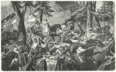 Carlo Magno attraversa le Alpi, 773 (incisione) da Hippolyte Delaroche