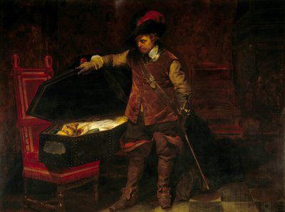 Cromwell davanti alla bara di Carlo I Stuart (1649). Oliver Cromwell (1599-1658) impose il processo al Re d