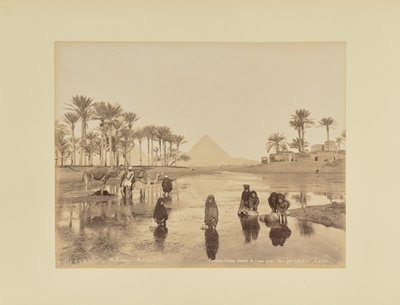 Donne, Fellah che attingono acqua vicino alle piramidi, Cairo da Hippolyte Arnoux