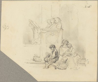 Figure a un Servizio Religioso da Hippolyte Bellange