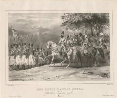 Principe, Maresciallo di Campo Abbas Mirza ispeziona il reggimento di fanteria da Hippolyte Bellange