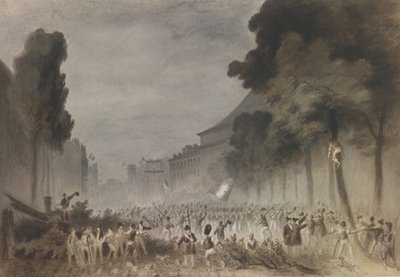 La rivoluzione di luglio sui Grandi Boulevard di Parigi, 1830 da Hippolyte Bellange