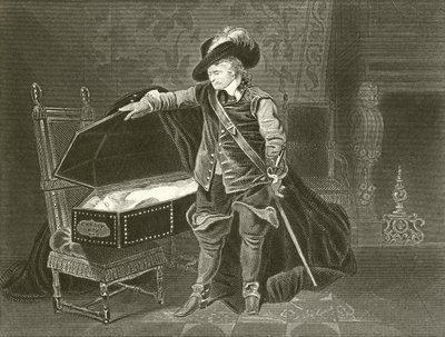 Cromwell osserva il corpo morto di Carlo I da Hippolyte Delaroche