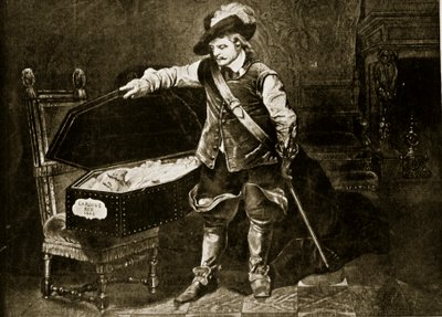 Cromwell osserva il corpo di Carlo I, illustrazione da 