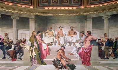 Emiciclo: Artisti di tutte le età, dettaglio di Ictino, Apelle e Fidia, 1836-41 (dettaglio) da Hippolyte Delaroche