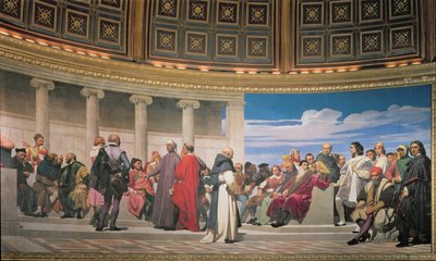 Emiciclo: Artisti di tutte le età, dettaglio del lato destro, 1836-41 (dettaglio) da Hippolyte Delaroche